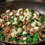 Ground Beef and Spinach Skillet with Feta